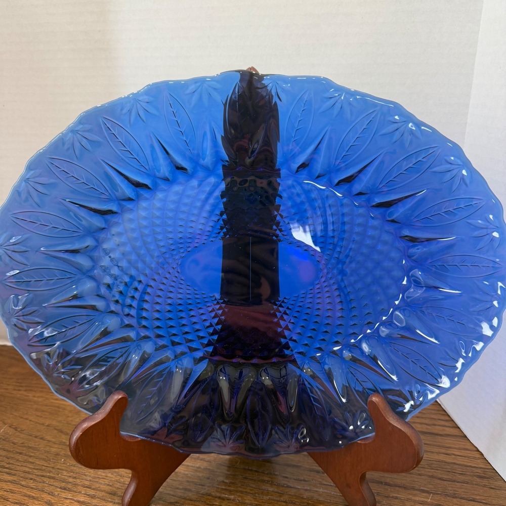 Avon Royal Sapphire Cobalt Blue 14" Chop Plate Serving Platter France Vintage